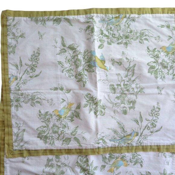 Martha Stewart Collection Standard Pillowcases Set of 2 Green Floral Bird Print - Picture 2 of 8
